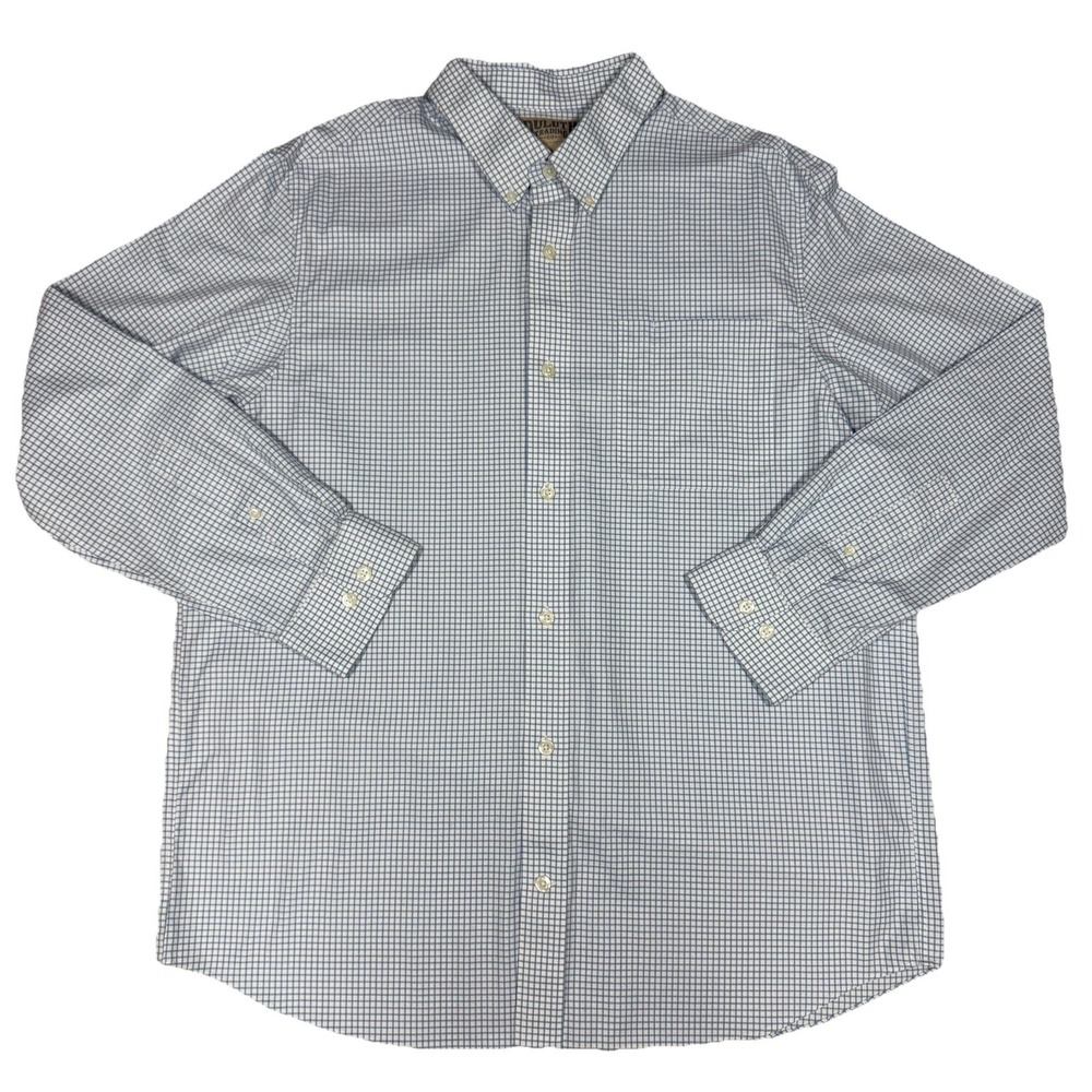 Duluth Trading Shirt Men XL Trim Fit Button‎ Up Long Sleeve Blue White Plaid